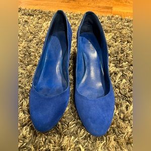 Nine West Bright Blue Suede Block Heels